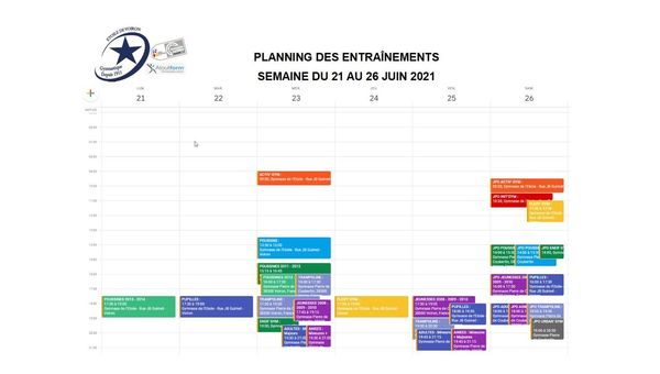 PLAINNING SEMAINE DU 21 AU 26 JUIN 2021